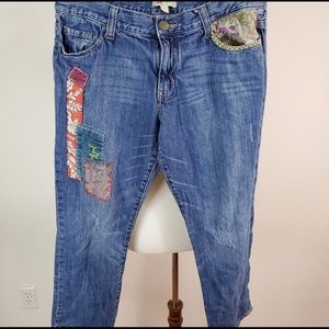 CAbi cropped patchwork jean size 8